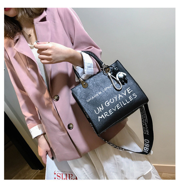 Matte women's bag, doll decoration, women's handbag, large capacity messenger bag