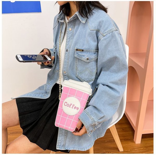 Funny personality coffee cup bag Fashion diagonal bag Lovely women's bag Small bag