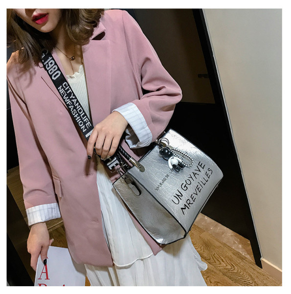 Matte women's bag, doll decoration, women's handbag, large capacity messenger bag