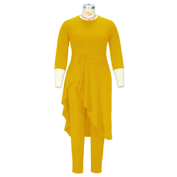 Irregular auricular hem waist large size dress pants suit