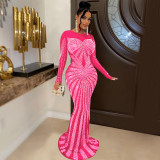 Women's pure color gauze perspective ironing long sleeve dress