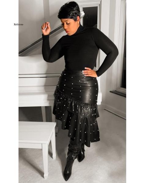 Beaded leather skirt