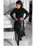 Beaded leather skirt
