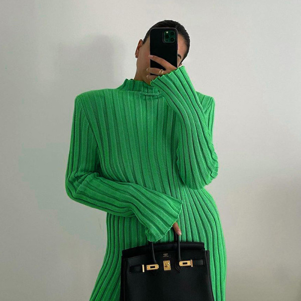 Fashion casual solid color slim high waist striped trousers