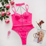 Metal chain sling sexy backless sexy one-piece