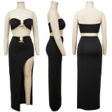 Chest wrapped sexy irregular skirt suit