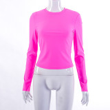 Solid casual long-sleeved slim T-shirt top