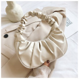 Single-shoulder dumpling bag French bag Fashion cloud bag Pleated portable underarm bag