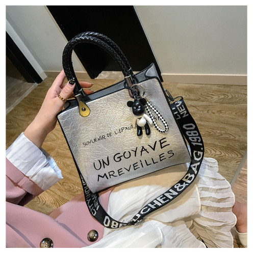 Matte women's bag, doll decoration, women's handbag, large capacity messenger bag