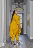 Irregular auricular hem waist large size dress pants suit
