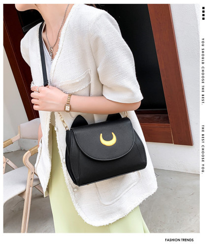 Single shoulder bag Solid color kitten bag Fashion casual messenger crescent bag