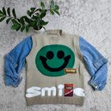 Denim stitching women's knitting sweater