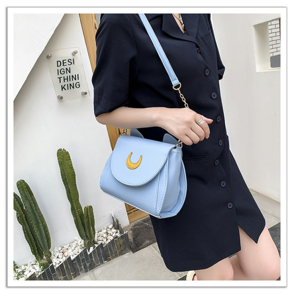 Single shoulder bag Solid color kitten bag Fashion casual messenger crescent bag