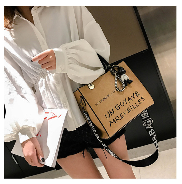 Matte women's bag, doll decoration, women's handbag, large capacity messenger bag