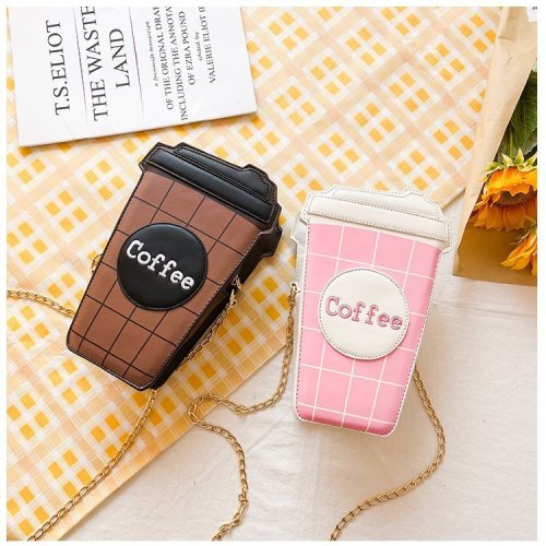 Funny personality coffee cup bag Fashion diagonal bag Lovely women's bag Small bag