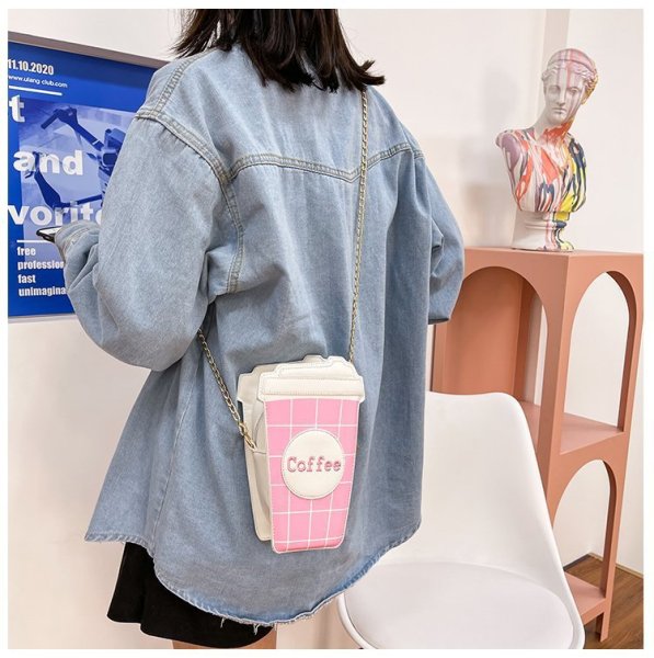 Funny personality coffee cup bag Fashion diagonal bag Lovely women's bag Small bag