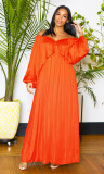 Chiffon solid color temperament off-shoulder elegant long dress fashion sexy loose dress