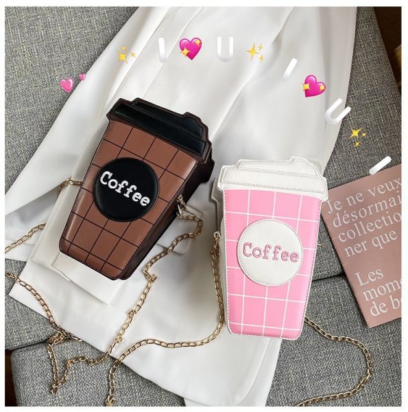 Funny personality coffee cup bag Fashion diagonal bag Lovely women's bag Small bag