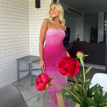 Fishtail long skirt sexy slimming buttock shrink pleated gradient bra dress Fishtail long skirt sexy slimming buttock shrink pleated gradient bra dress