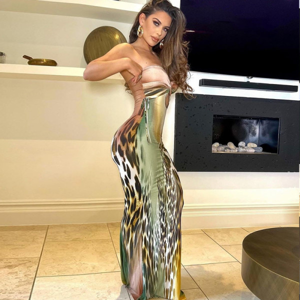 Oblique shoulder cut-out tight-fitting dress cut-out mid-length celebrity one-step skirt
