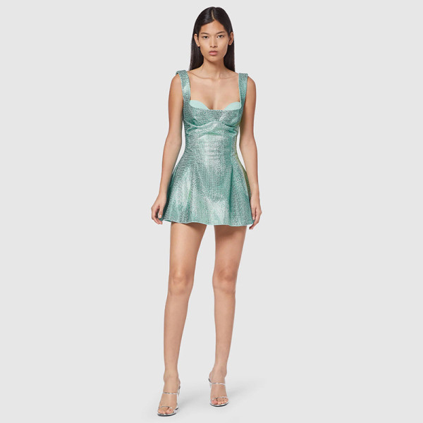 Temperament Slim Bar Party Spicy Girl Dress Sexy Show Breast Sparkling Open Back Dress