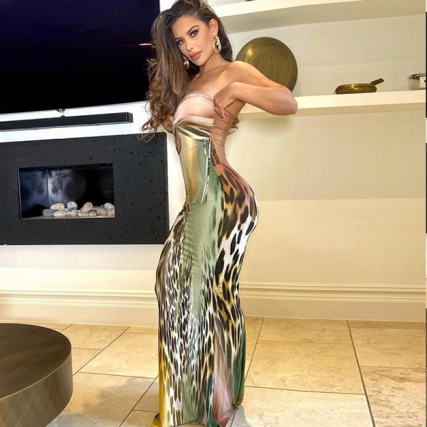 Oblique shoulder cut-out tight-fitting dress cut-out mid-length celebrity one-step skirt