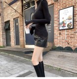 Temperament casual leather pants