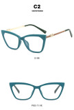 Small frame cat's eye lens frame flat mirror with diamond anti-blue light retro glasses frame