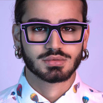 Fluorescent contrast color trend eyeglass frame fashionable simple square flat lens new TR anti-blue glasses in Europe and America