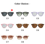 Round double-beam sunglasses Fashion rice nail small frame glasses Women tide water silver film lenses Sunvisor sunglasses
