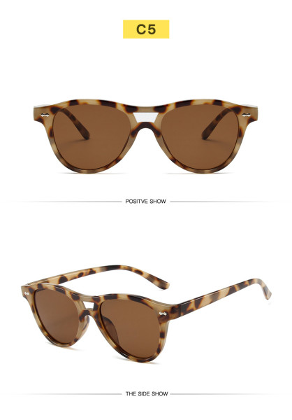 Round double-beam sunglasses Fashion rice nail small frame glasses Women tide water silver film lenses Sunvisor sunglasses