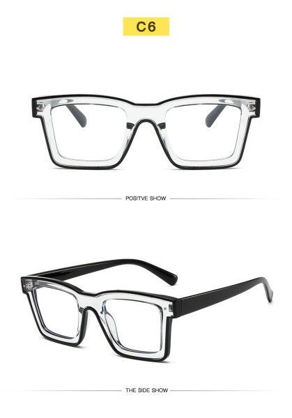 Fluorescent contrast color trend eyeglass frame fashionable simple square flat lens new TR anti-blue glasses in Europe and America