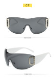 Spicy girls' sunglasses D-shaped one-piece futuristic sunglasses trend cool party glasses for men and women