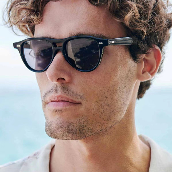 Round double-beam sunglasses Fashion rice nail small frame glasses Women tide water silver film lenses Sunvisor sunglasses