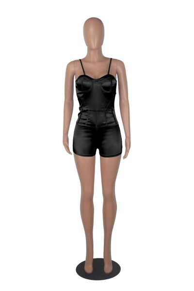 Temperament suspender sexy low-cut high-elastic pure silk jumpsuit