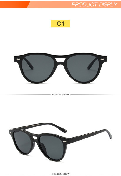 Round double-beam sunglasses Fashion rice nail small frame glasses Women tide water silver film lenses Sunvisor sunglasses