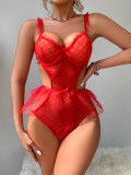 Lace lace puffy skirt mesh underwear sexy perspective fun one-piece