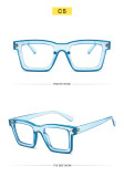 Fluorescent contrast color trend eyeglass frame fashionable simple square flat lens new TR anti-blue glasses in Europe and America