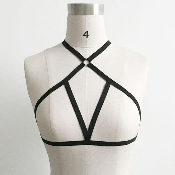 Sexy sexy lingerie strap top solid color elastic band hanging neck fashion bra breast