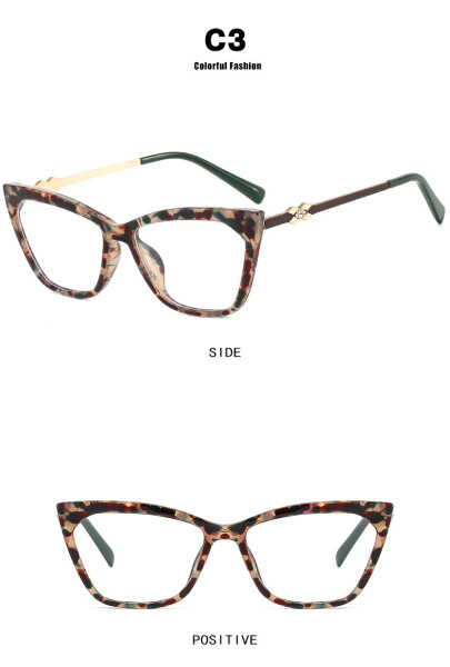 Small frame cat's eye lens frame flat mirror with diamond anti-blue light retro glasses frame