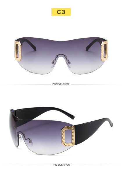 Spicy girls' sunglasses D-shaped one-piece futuristic sunglasses trend cool party glasses for men and women