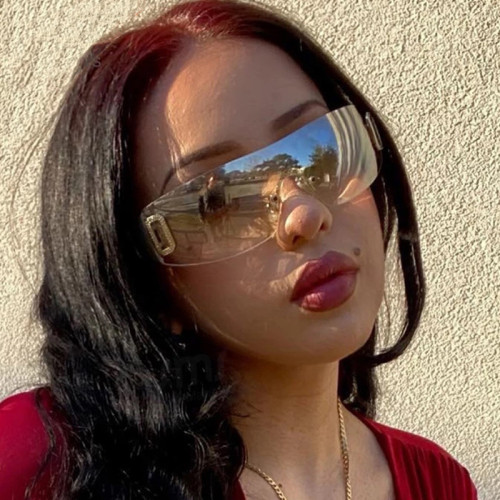 Spicy girls' sunglasses D-shaped one-piece futuristic sunglasses trend cool party glasses for men and women