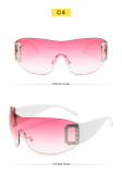 Spicy girls' sunglasses D-shaped one-piece futuristic sunglasses trend cool party glasses for men and women