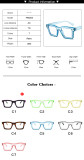 Fluorescent contrast color trend eyeglass frame fashionable simple square flat lens new TR anti-blue glasses in Europe and America