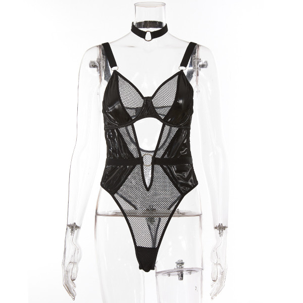 Mesh sexy fashion high-waisted bodysuit
