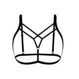 Sexy top hollowed-out solid color elastic band tie neck women's fashion bra