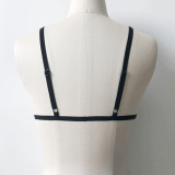 Sexy top hollowed-out solid color elastic band tie neck women's fashion bra