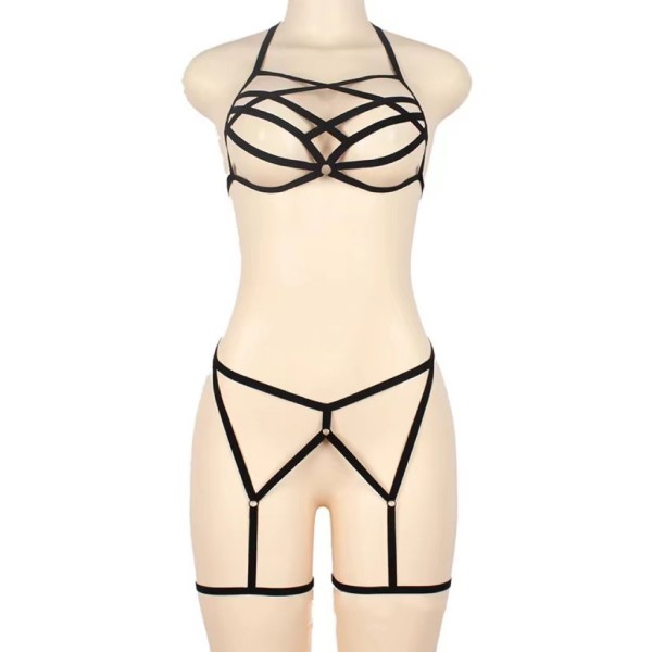 Sexy three-point binding seductive perspective suit