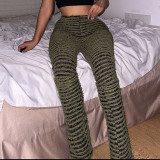 Woolen Stripe Sexy Slim Pants Fashion Casual High Waist Hip Lifting Casual Pants