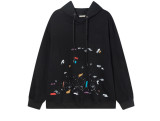 Graffiti plush suit trend fashion unisex hooded trousers suit